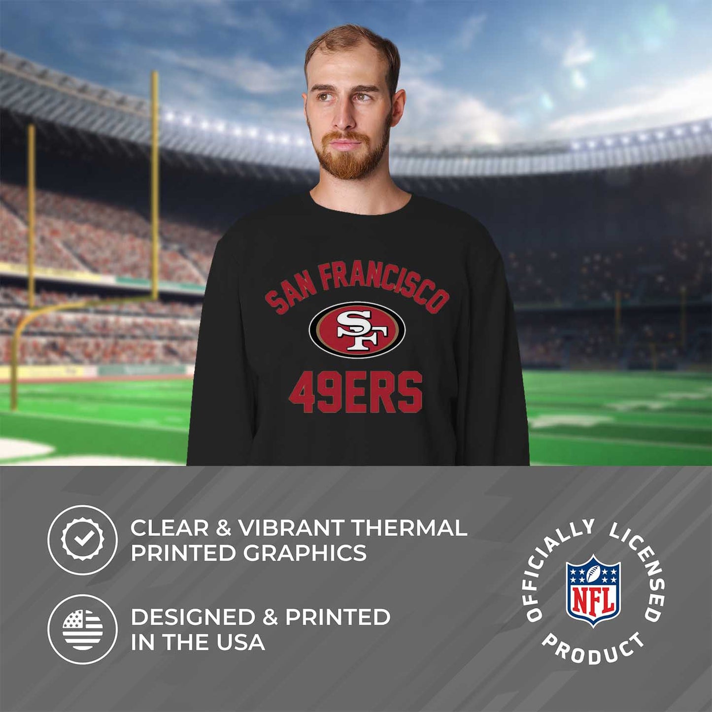 San Francisco 49ers NFL Adult Gameday Football Crewneck Sweatshirt - Black