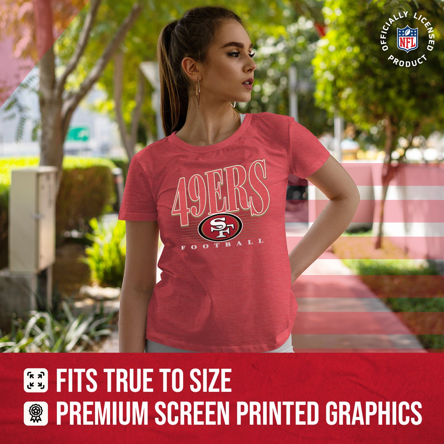 San Francisco 49ers NFL Womens Overtime Blueprint Tag-Less T-Shirt - Red