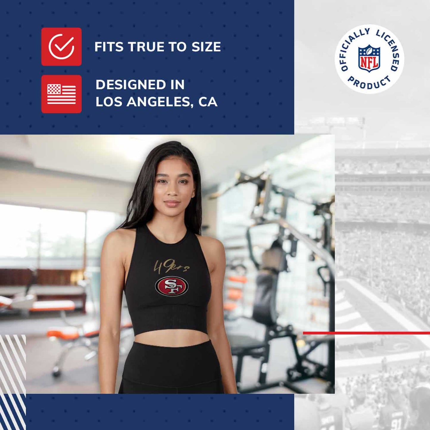 San Francisco 49ers NFL Women's Sports Bra Activewear - Black