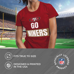 San Francisco 49ers NFL Womens Team Slogan Short Sleeve Tshirt - Red