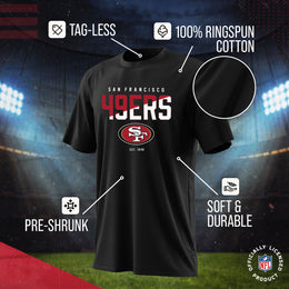 San Francisco 49ers Adult NFL Diagonal Fade Color Block T-Shirt - Black