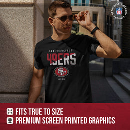 San Francisco 49ers Adult NFL Diagonal Fade Color Block T-Shirt - Black