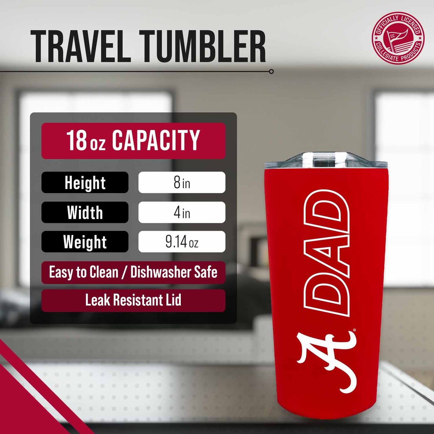 Harvard Crimson NCAA Stainless Steel Travel Tumbler for Dad - Crimson