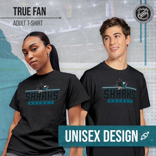 San Jose Sharks Adult NHL Heather Charcoal True Fan Hockey T-Shirt - Charcoal