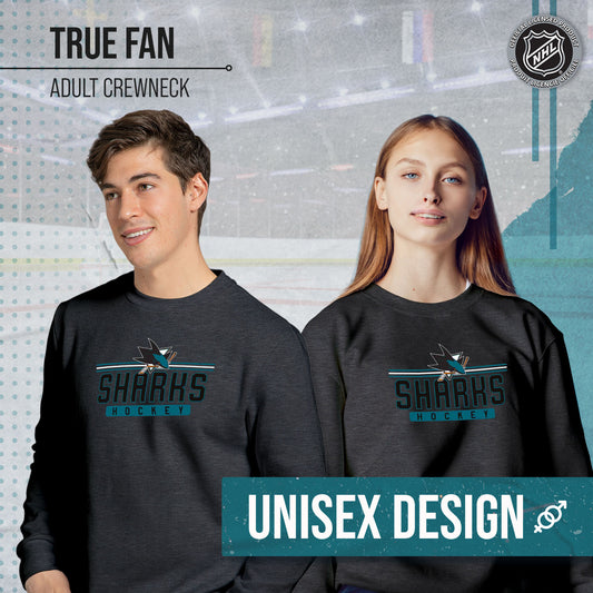San Jose Sharks NHL Charcoal True Fan Crewneck Sweatshirt - Charcoal