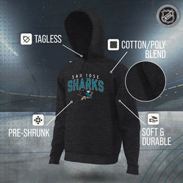 San Jose Sharks NHL Adult Unisex Powerplay Hooded Sweatshirt - Black Heather