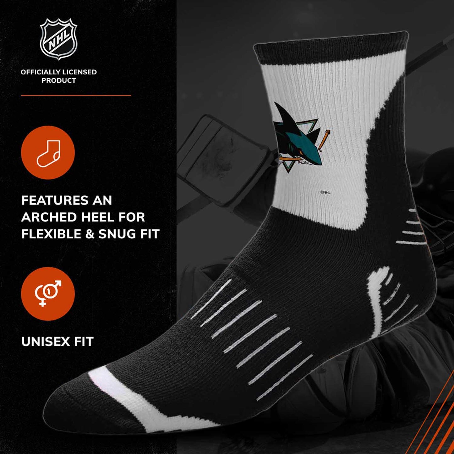 San Jose Sharks NHL Youth Surge Socks - Black
