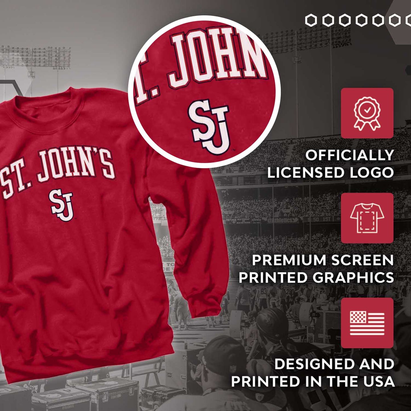 St. John's Red Storm Adult Arch & Logo Soft Style Gameday Crewneck Sweatshirt - Red