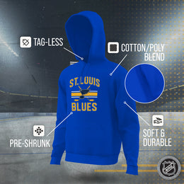 St. Louis Blues Adult NHL Face Off Hockey Fleece Hooded Sweatshirt - Royal