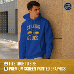 St. Louis Blues Adult NHL Face Off Hockey Fleece Hooded Sweatshirt - Royal