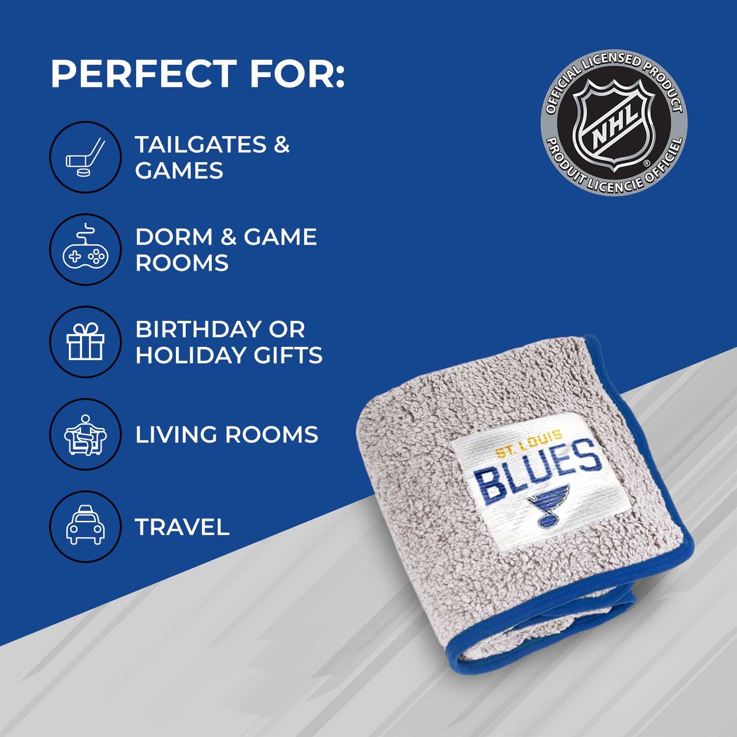 St. Louis Blues NHL Silk Touch Sherpa Throw Blanket - Blue