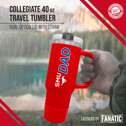 SMU Mustangs Collegiate 40oz Stainless Steel Travel Tumbler with Handle for Dad - Red