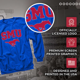 SMU Mustangs Campus Colors Adult Arch & Logo Soft Style Gameday Crewneck Sweatshirt  - Royal