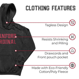 Stanford Cardinal NCAA Adult Cotton Blend Charcoal Hooded Sweatshirt - Charcoal