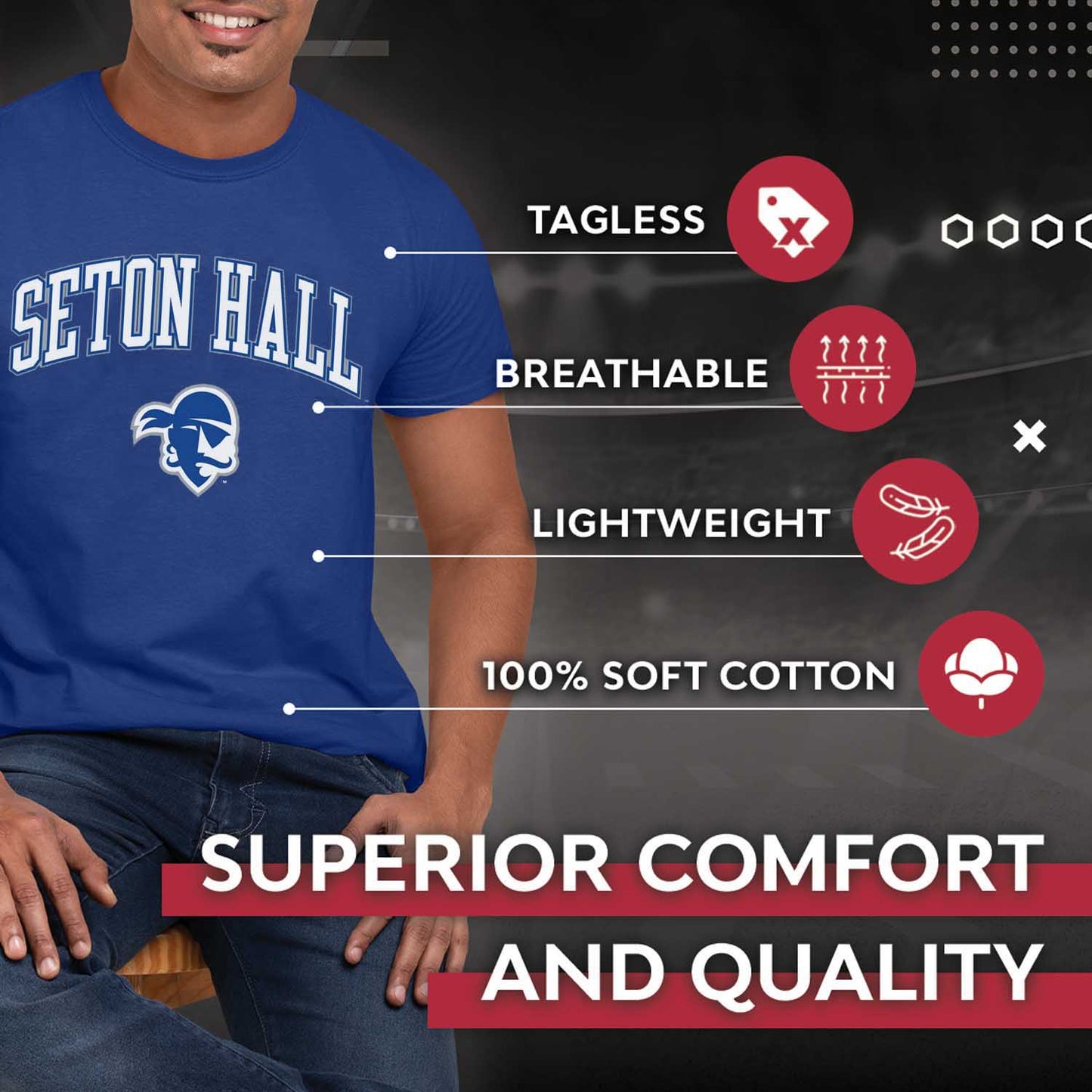 Seton Hall Pirates NCAA Adult Gameday Cotton T-Shirt - Royal