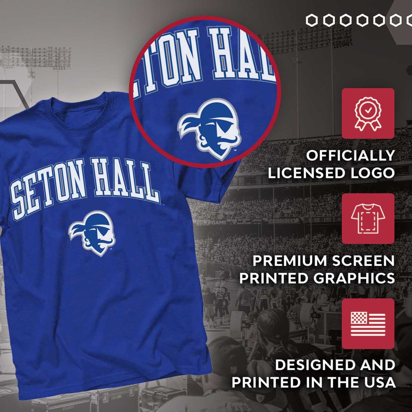 Seton Hall Pirates NCAA Adult Gameday Cotton T-Shirt - Royal