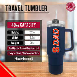 Syracuse Orange Collegiate 40oz Stainless Steel Travel Tumbler with Handle for Dad - Navy