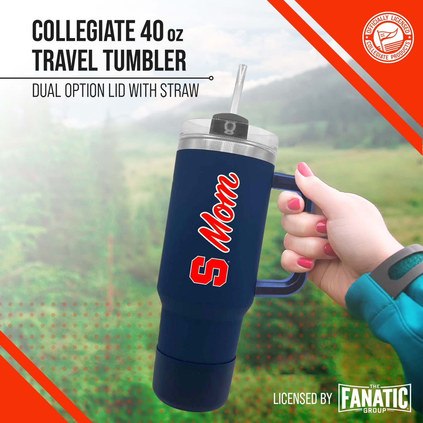 Syracuse Orange Collegiate 40oz Stainless Steel Travel Tumbler with Handle for Mom - Navy