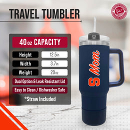 Syracuse Orange Collegiate 40oz Stainless Steel Travel Tumbler with Handle for Mom - Navy