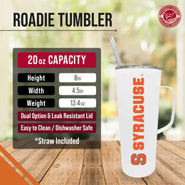 Syracuse Orange NCAA Stainless Steal 20oz Roadie With Handle & Dual Option Lid With Straw - White