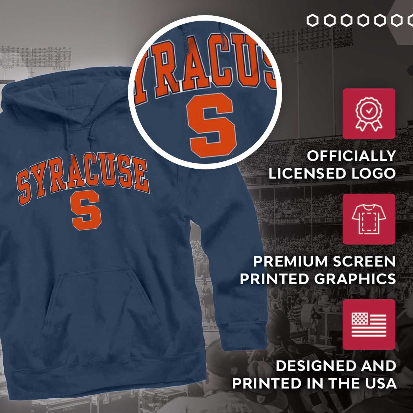 Syracuse Orange Adult Arch & Logo Soft Style Gameday Hooded Sweatshirt - Navy