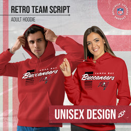 Tampa Bay Buccaneers NFL Adult Unisex Retro Script Ultra Soft Fleece Hooded Sweatshirt - Red
