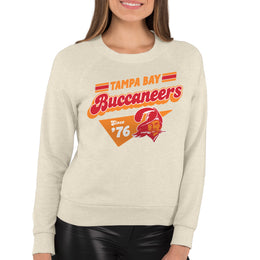Tampa Bay Buccaneers NFL Womens Groovy Retro Slouchy Crewneck - Off White