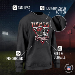 Tampa Bay Buccaneers NFL Womens Retro Triangle Slouchy Crewneck - Heather Charcoal