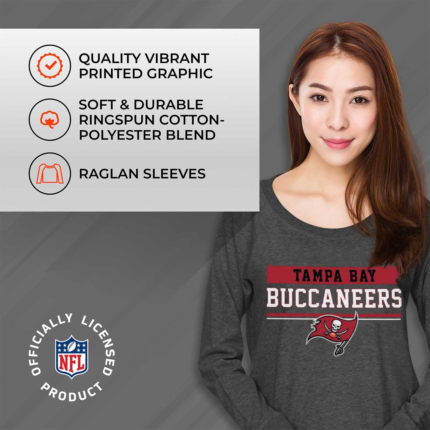 Tampa Bay Buccaneers NFL Women's Plus Size Team Block Charcoal Crewneck - Charcoal