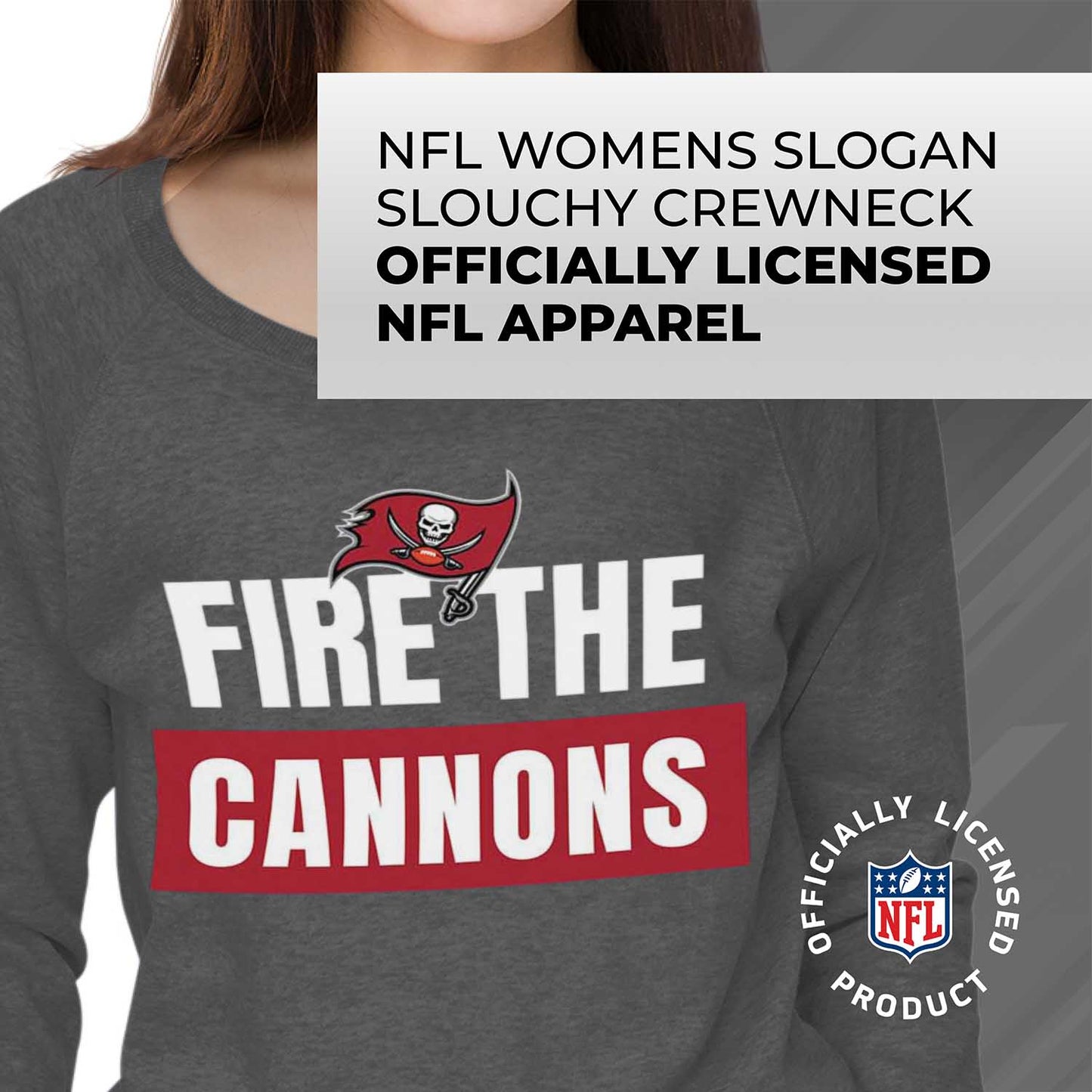 Tampa Bay Buccaneers NFL Womens Plus Size Team Slogan Crew Neck - Sport Gray
