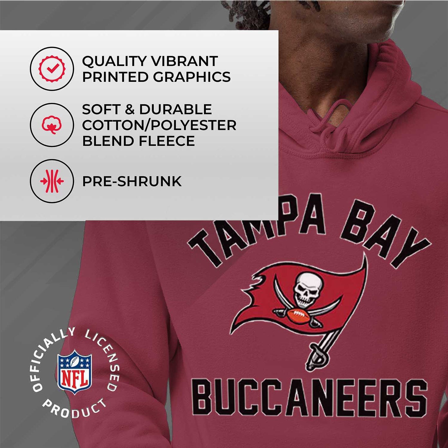 Tampa Bay Buccaneers NFL Adult Gameday Hooded Sweatshirt - Cardinal