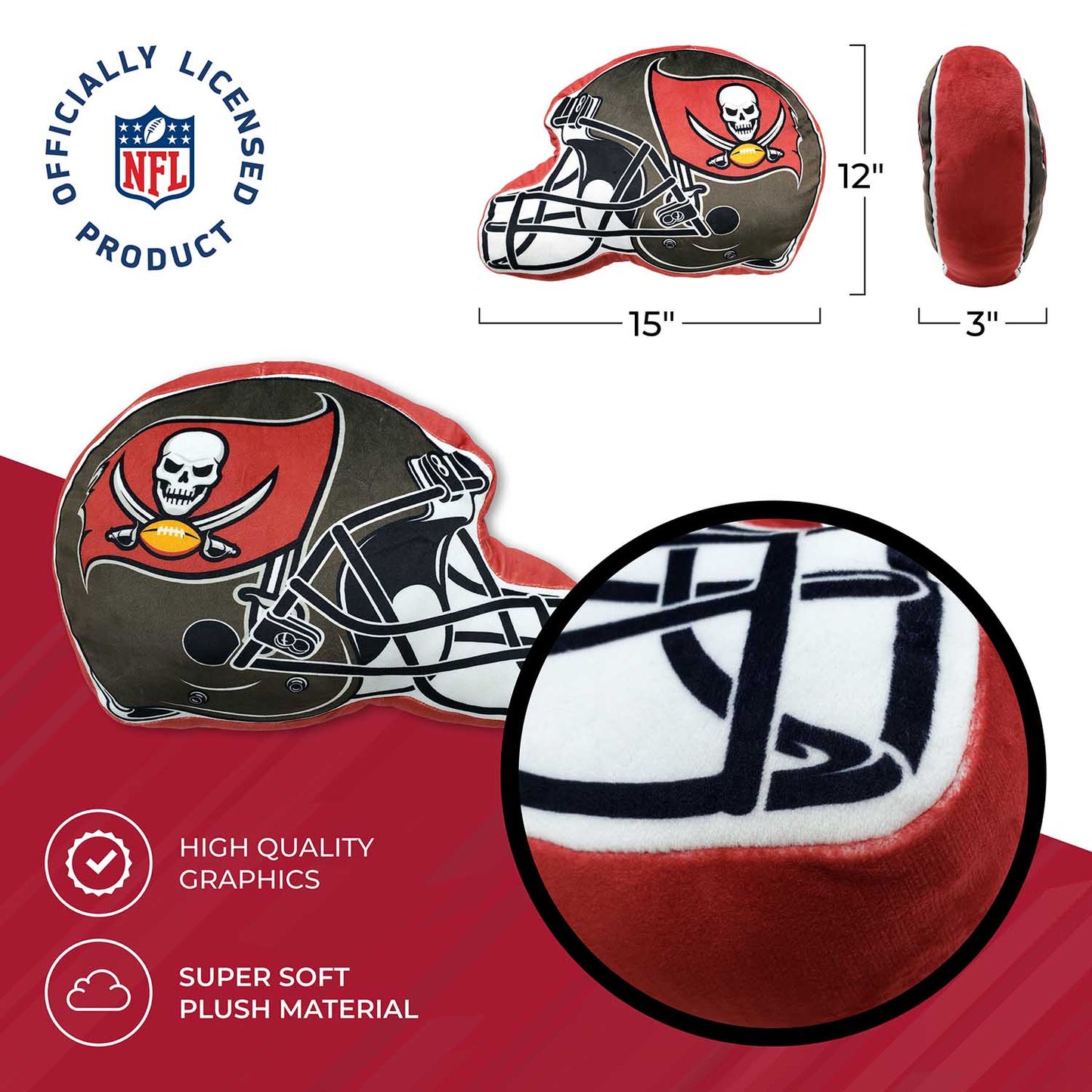 Tampa Bay Buccaneers NFL Helmet Football Super Soft Plush Pillow - Cardinal