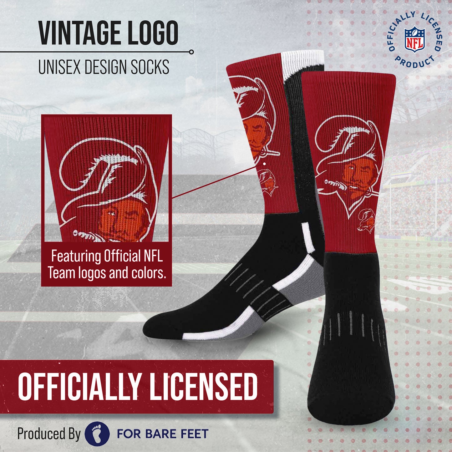 Tampa Bay Buccaneers NFL V Curve  Socks - Team Color