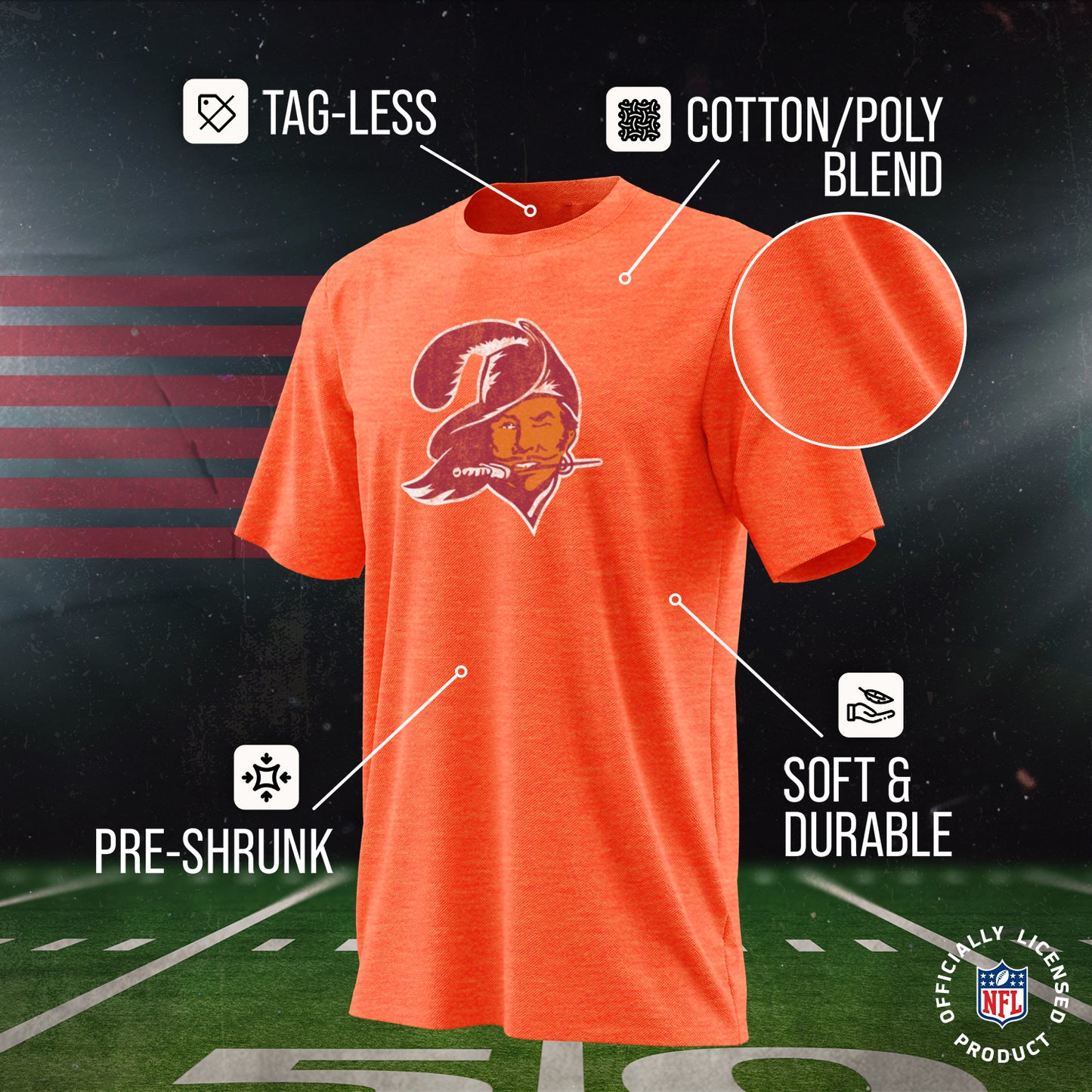 Tampa Bay Buccaneers NFL Modern Throwback T-shirt - Orange