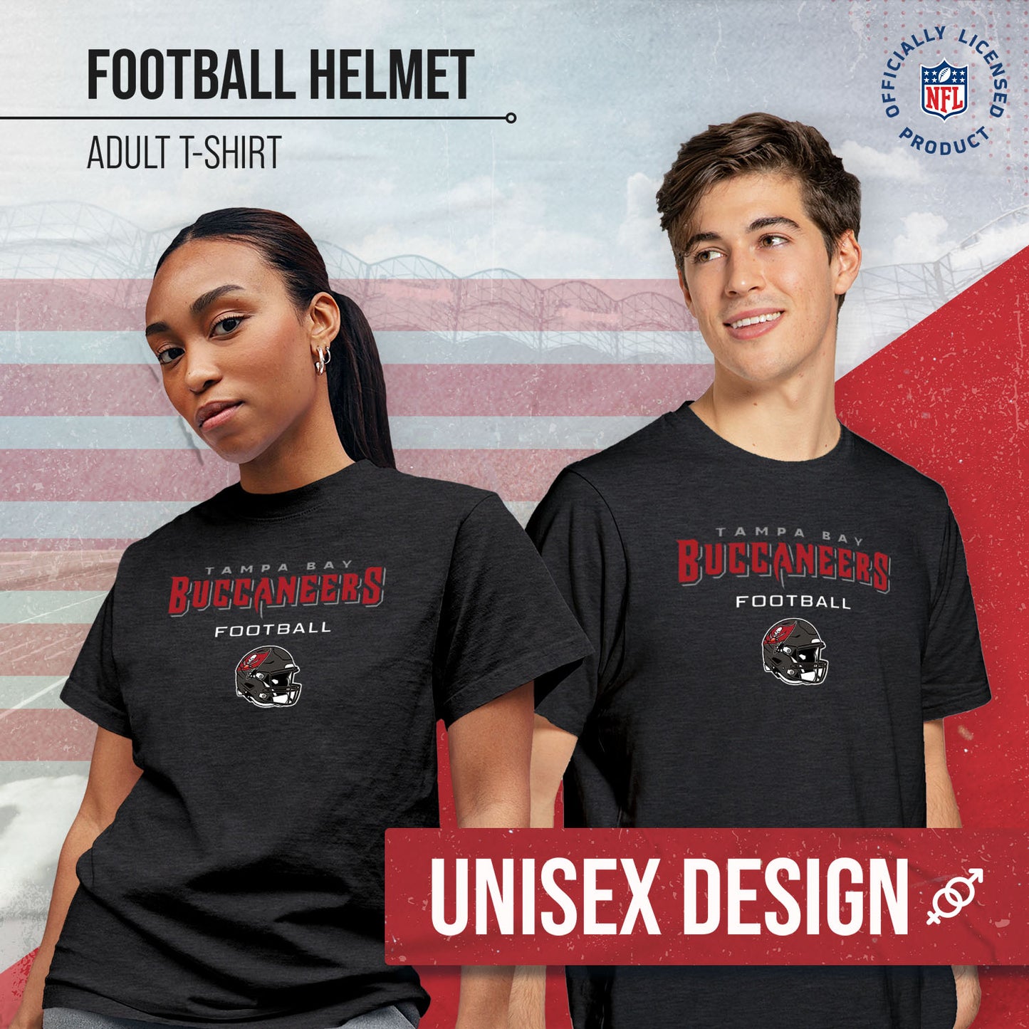 Tampa Bay Buccaneers NFL Adult Football Helmet Tagless T-Shirt - Charcoal