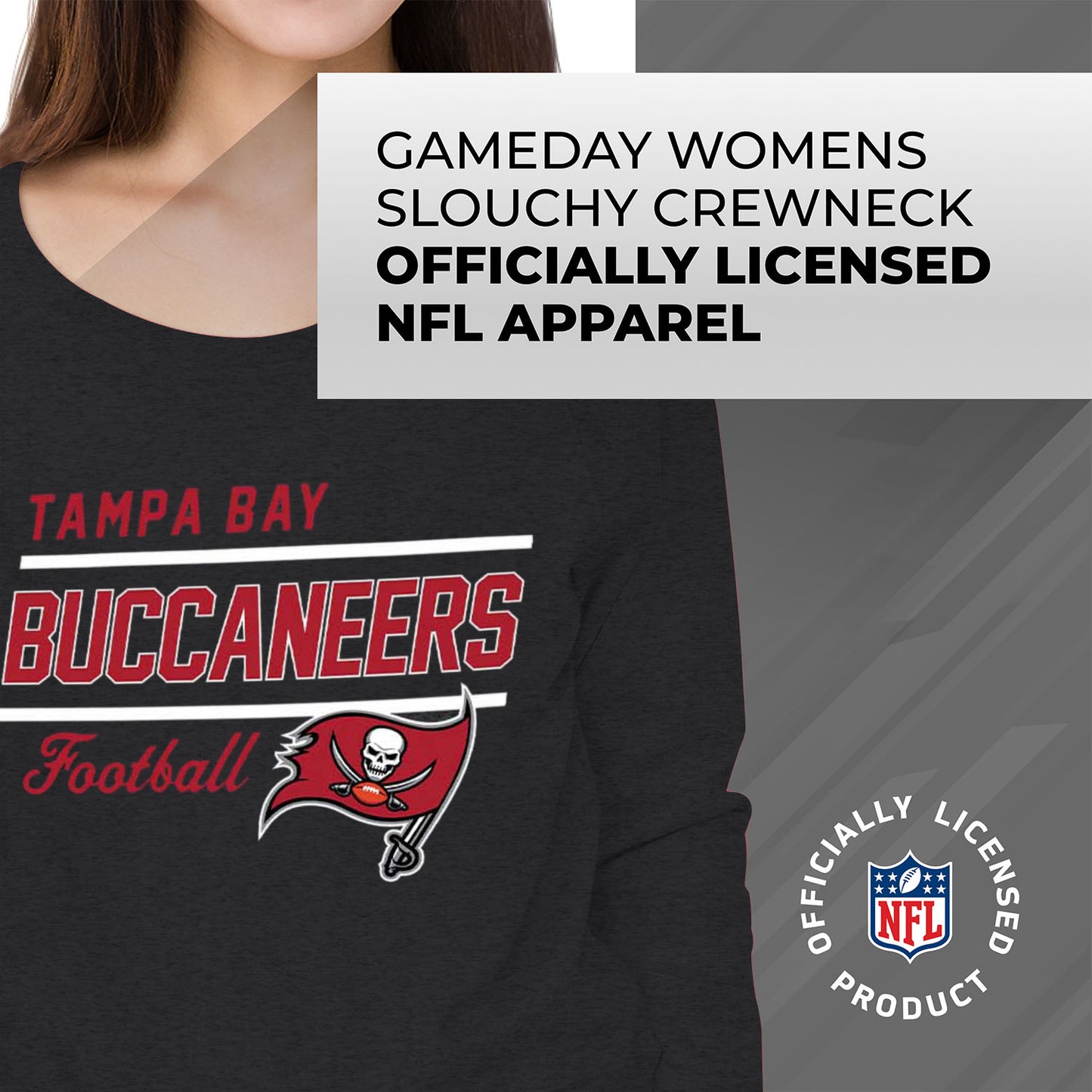 Tampa Bay Buccaneers NFL Womens Crew Neck Light Weight - Charcoal