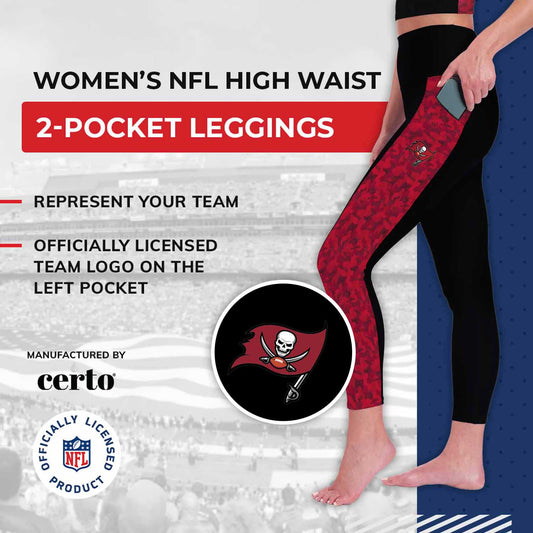 Tampa Bay Buccaneers NFL High Waisted Leggings for Women - Black