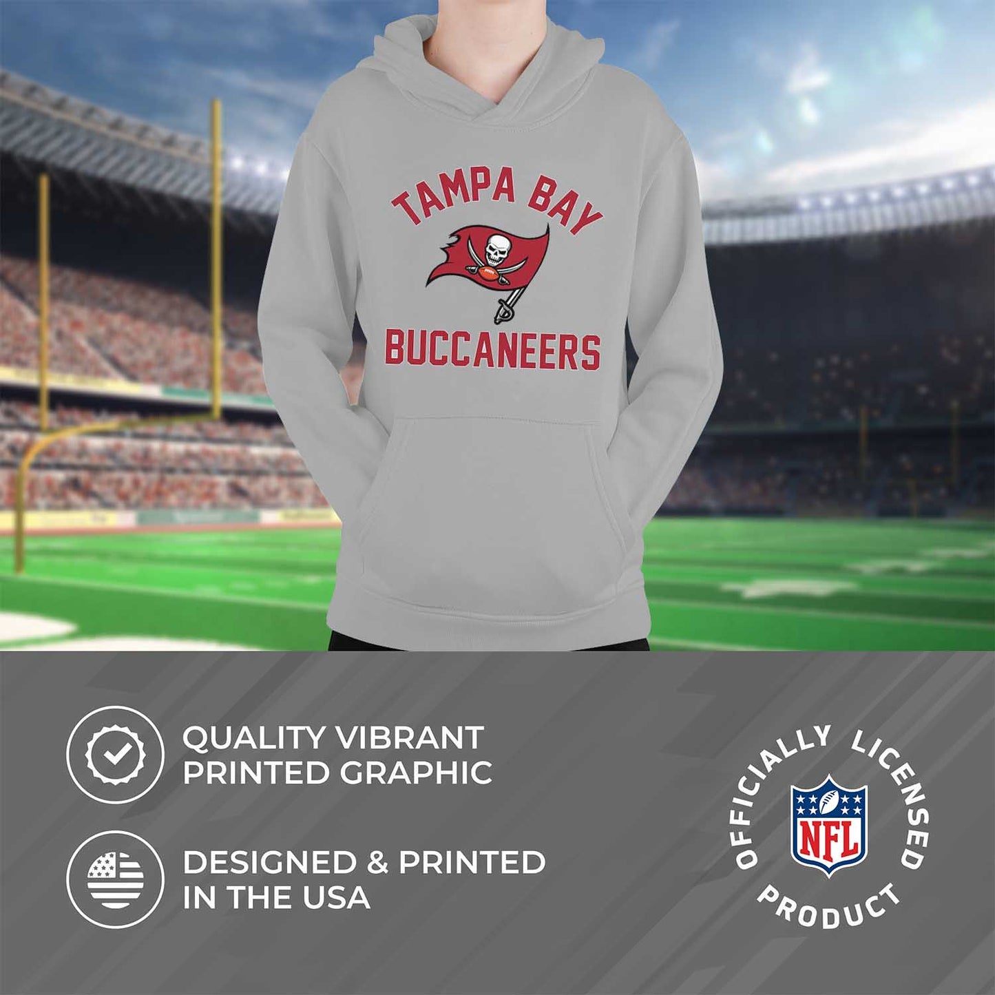 Tampa Bay Buccaneers NFL Youth Gameday Hooded Sweatshirt - Gray