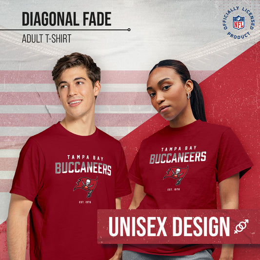 Tampa Bay Buccaneers Adult NFL Diagonal Fade Color Block T-Shirt - Cardinal