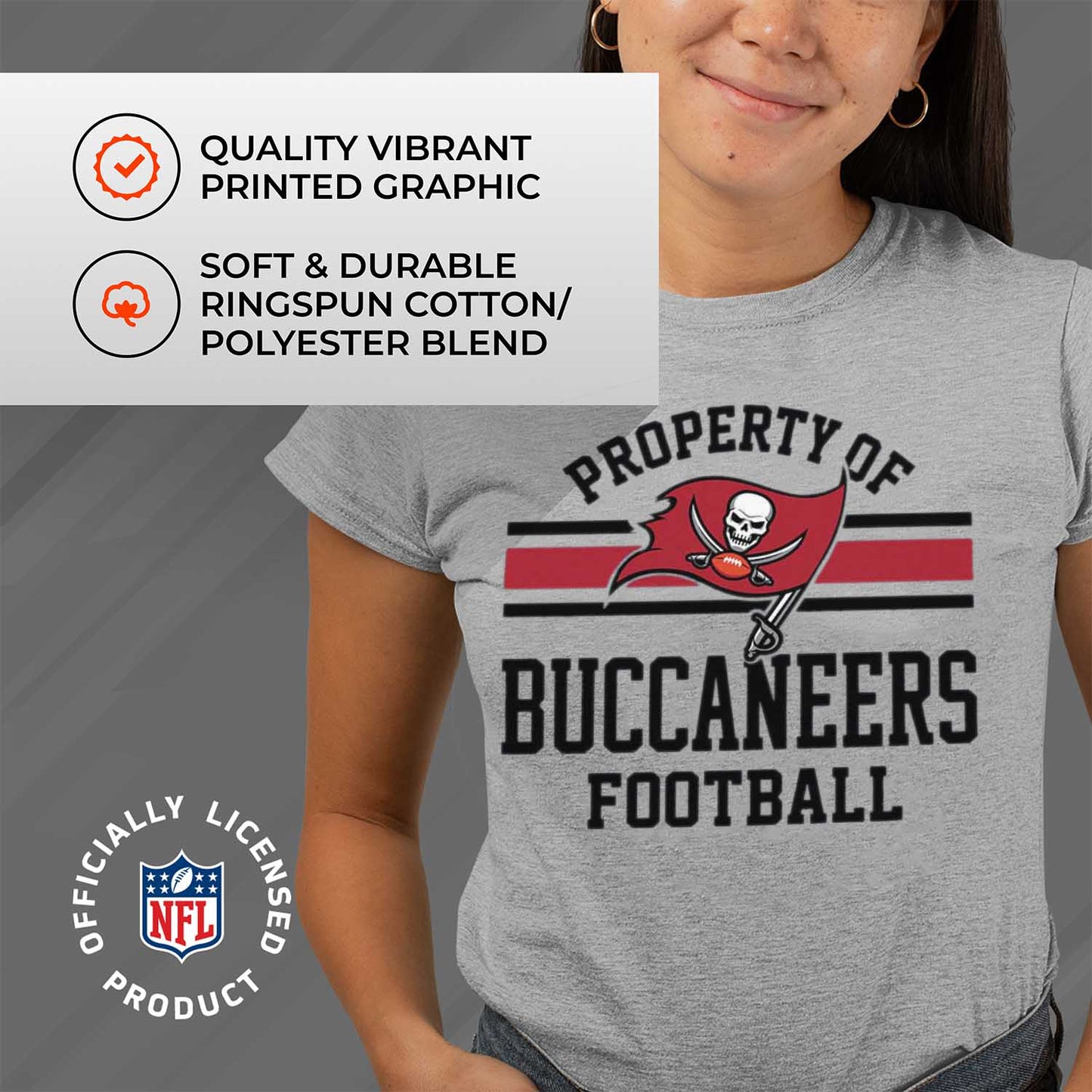 Tampa Bay Buccaneers NFL Women's Property Of Lightweight Plus Size T-Shirt - Sport Gray