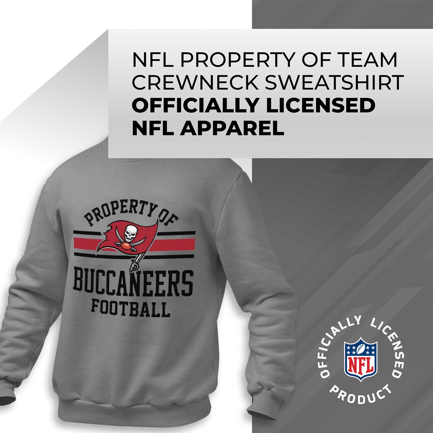 Tampa Bay Buccaneers NFL Adult Property Of Crewneck Fleece Sweatshirt - Sport Gray