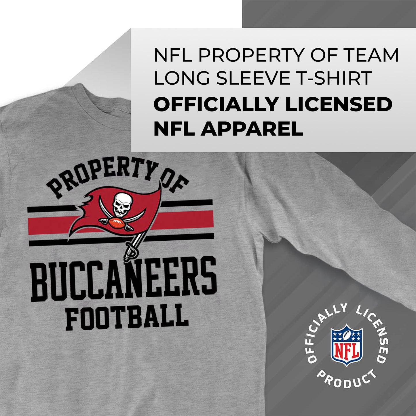 Tampa Bay Buccaneers NFL Adult Property Of Long SleeveT Shirt - Sport Gray