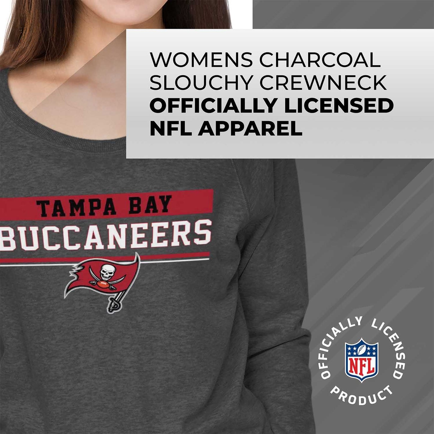 Tampa Bay Buccaneers NFL Women's Plus Size Team Block Charcoal Crewneck - Charcoal