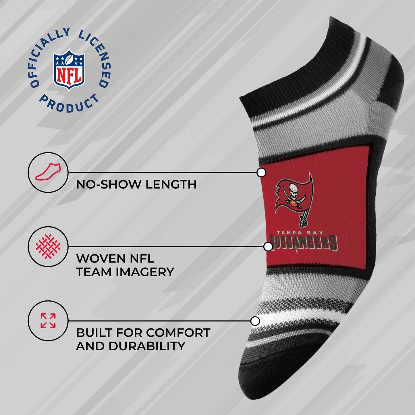 Tampa Bay Buccaneers NFL Adult Marquis Addition No Show Socks - Red