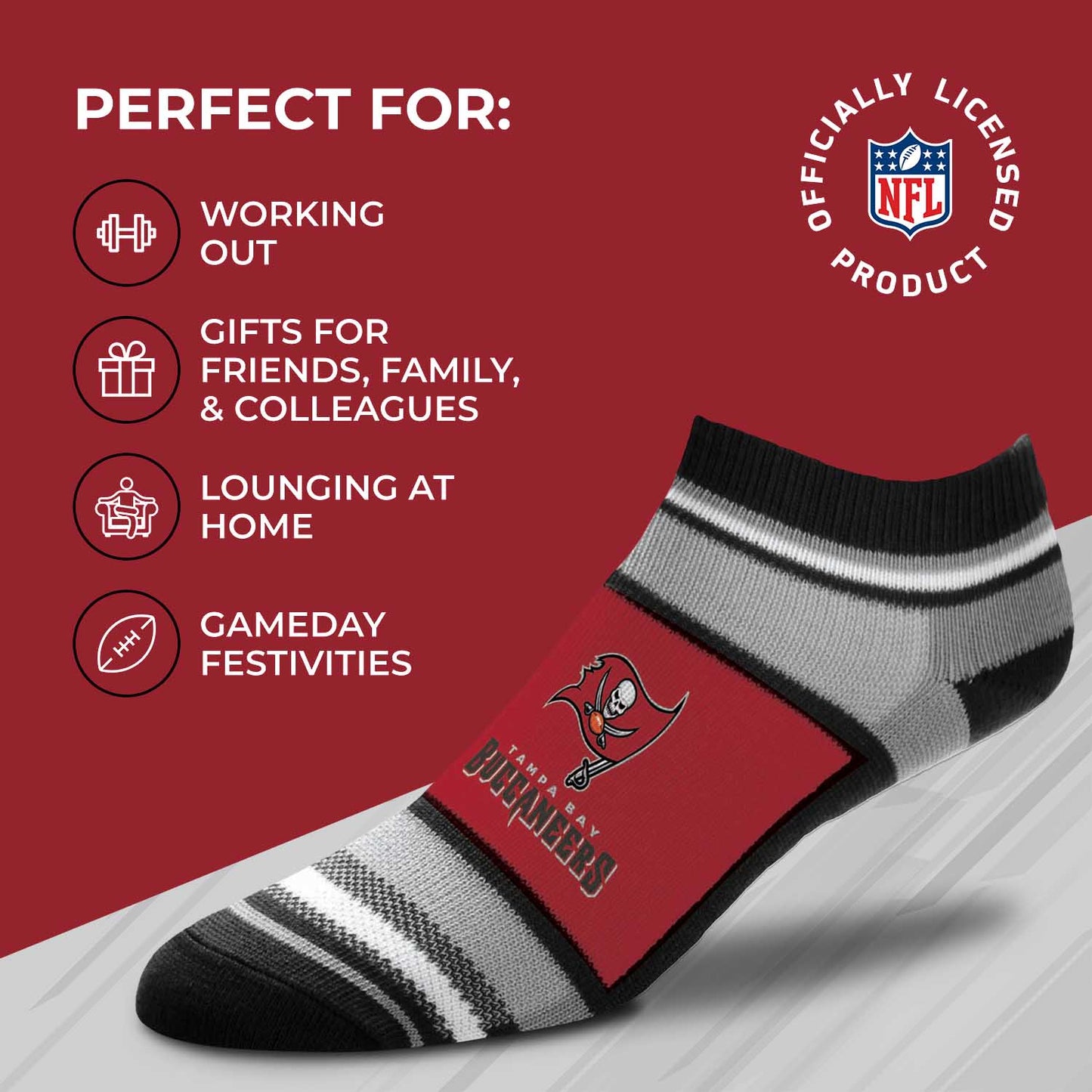 Tampa Bay Buccaneers Adult Marquis Addition No Show Socks - Red