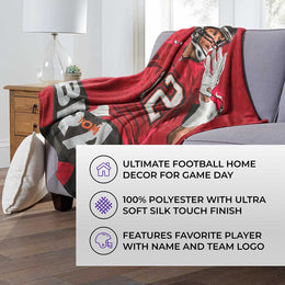 Tampa Bay Buccaneers NFL Hi-Def Tom Brady Silk Blanket - Cardinal #12