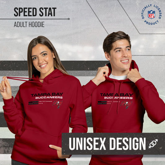 Tampa Bay Buccaneers Adult NFL Speed Stat Sheet Fleece Hooded Sweatshirt - Cardinal
