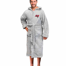 Tampa Bay Buccaneers NFL Plush Hooded Robe with Pockets - Gray