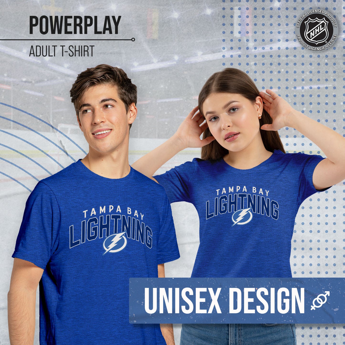 Tampa Bay Lightning NHL Adult Powerplay Heathered Unisex T-Shirt - Royal