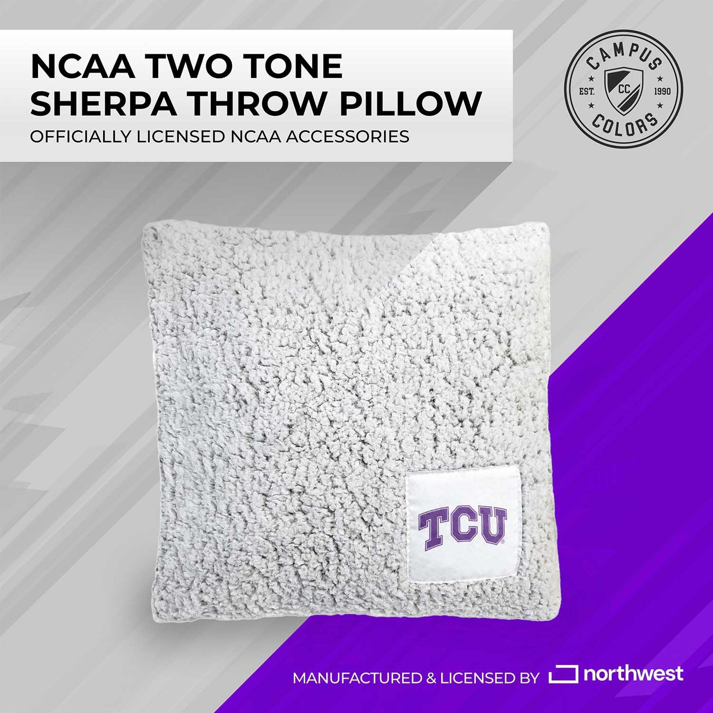 TCU Horned Frogs Two Tone Sherpa Throw Pillow - Team Color